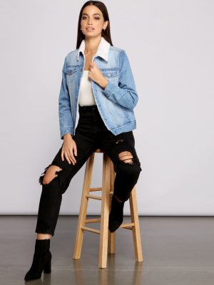 Cozy Cutie Sherpa Knit Denim Jacket