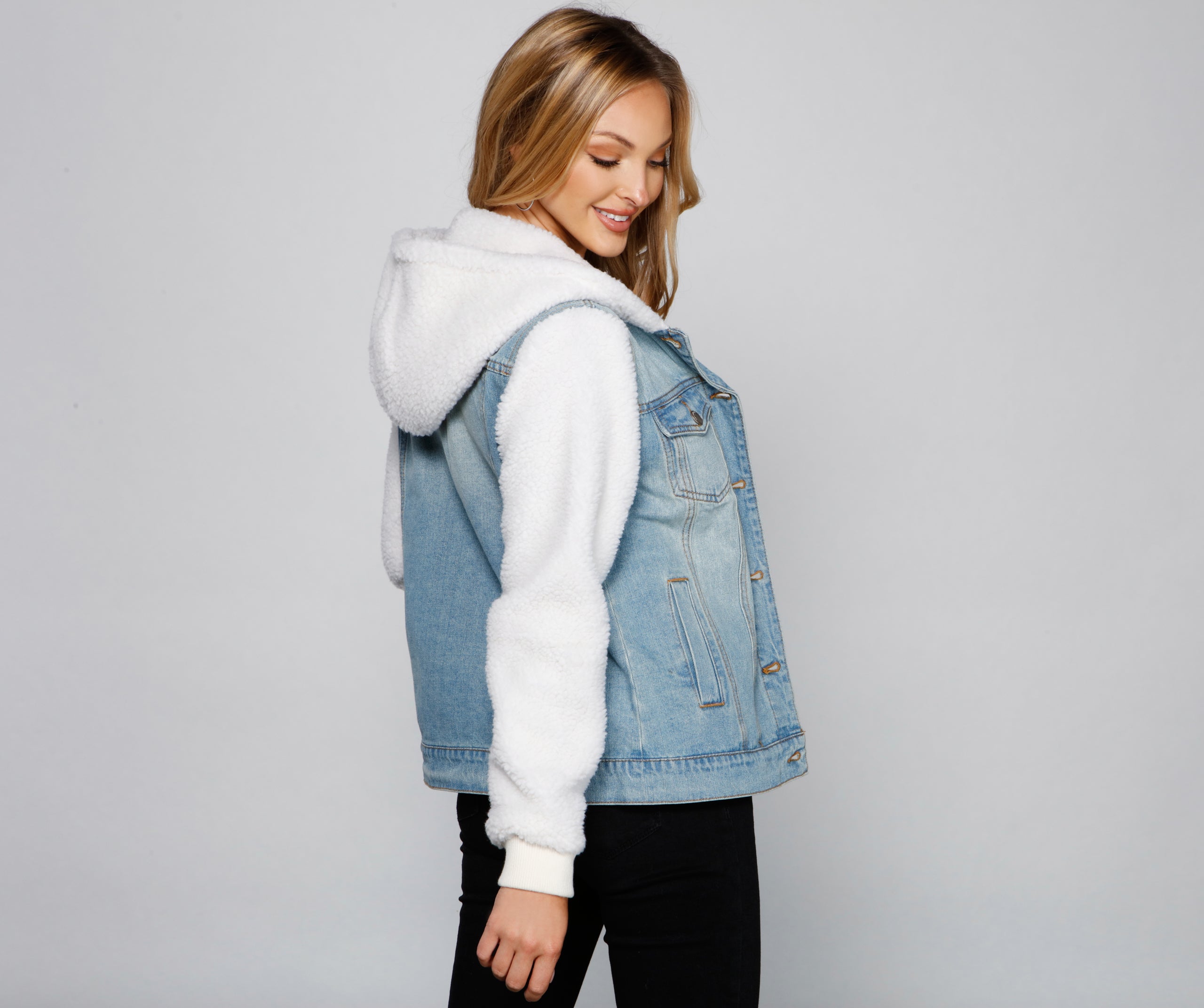 Cozy Casual Vibe Sherpa Denim Jacket - Image 2