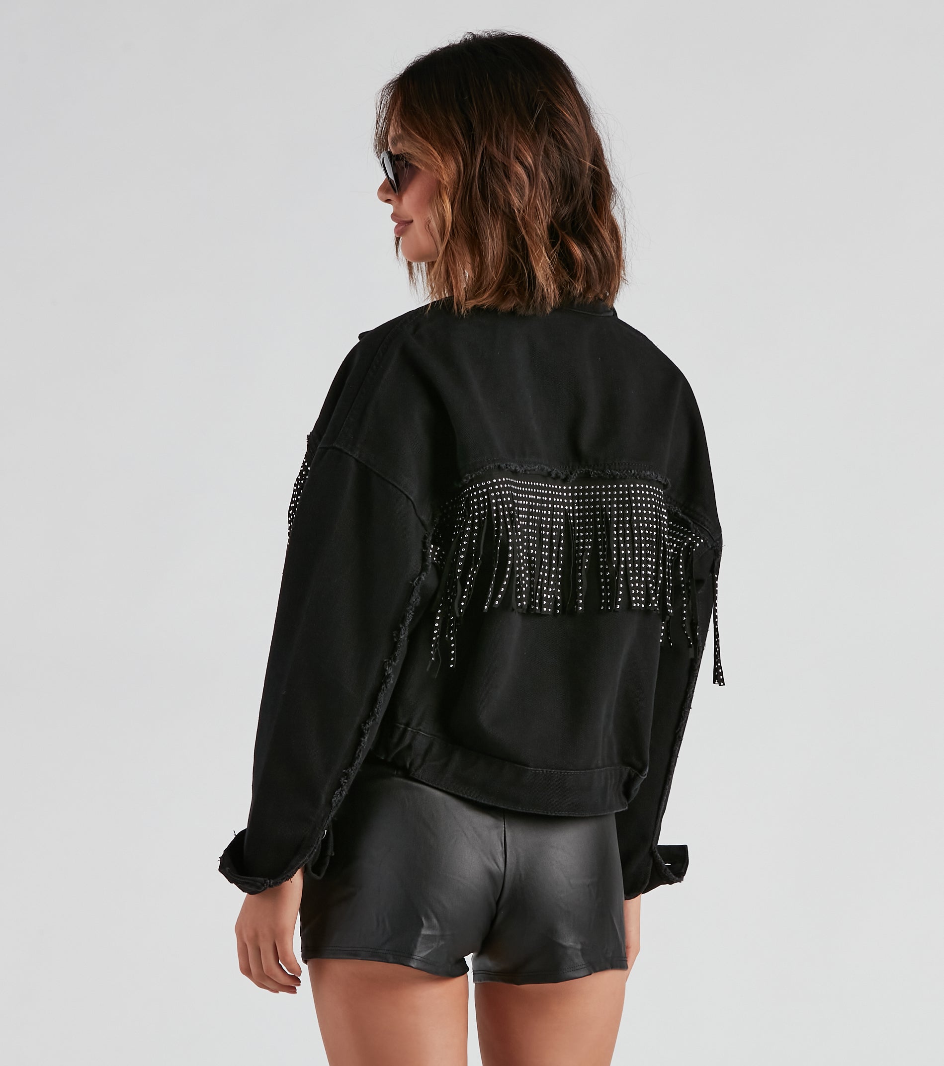 Rodeo Chick Denim Stud Fringe Jacket - Image 2