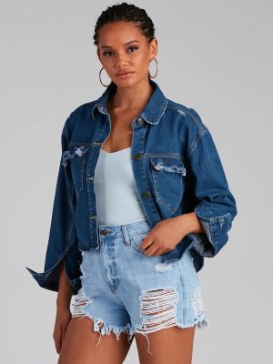 Trendy Vibes Cropped Denim Shacket