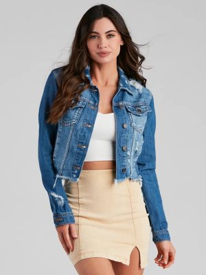 Daring Beauty Cropped Denim Jacket