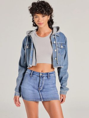 The Next Level Cropped Fleece Denim Jacket