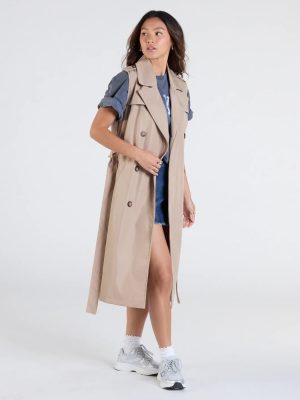 Classic Layer Tie-Front Belted Trench Vest