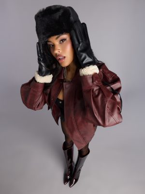 City Rebel Faux Leather Bomber Jacket