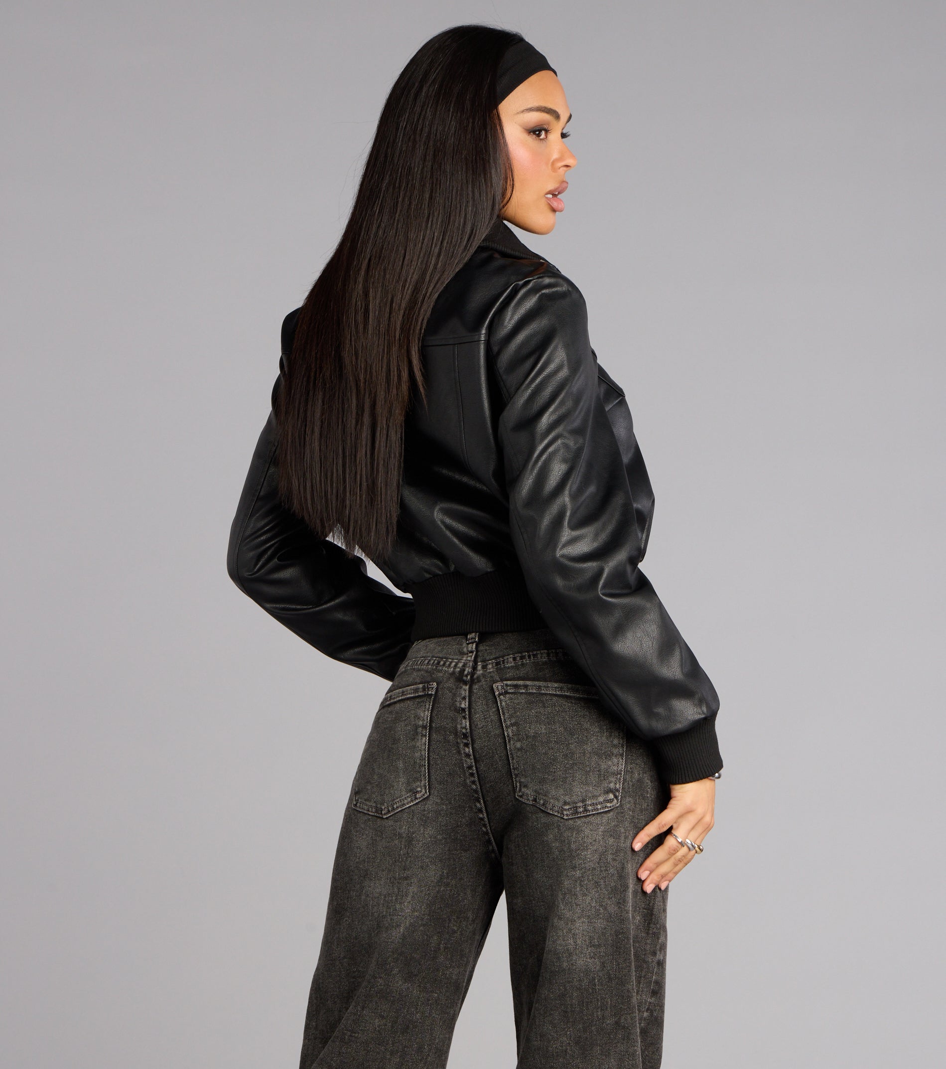 Cool Intentions Faux Leather Bomber Jacket - Image 2