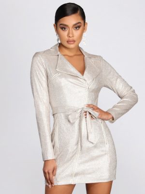 Dazzling Doll Glitter Trench Dress