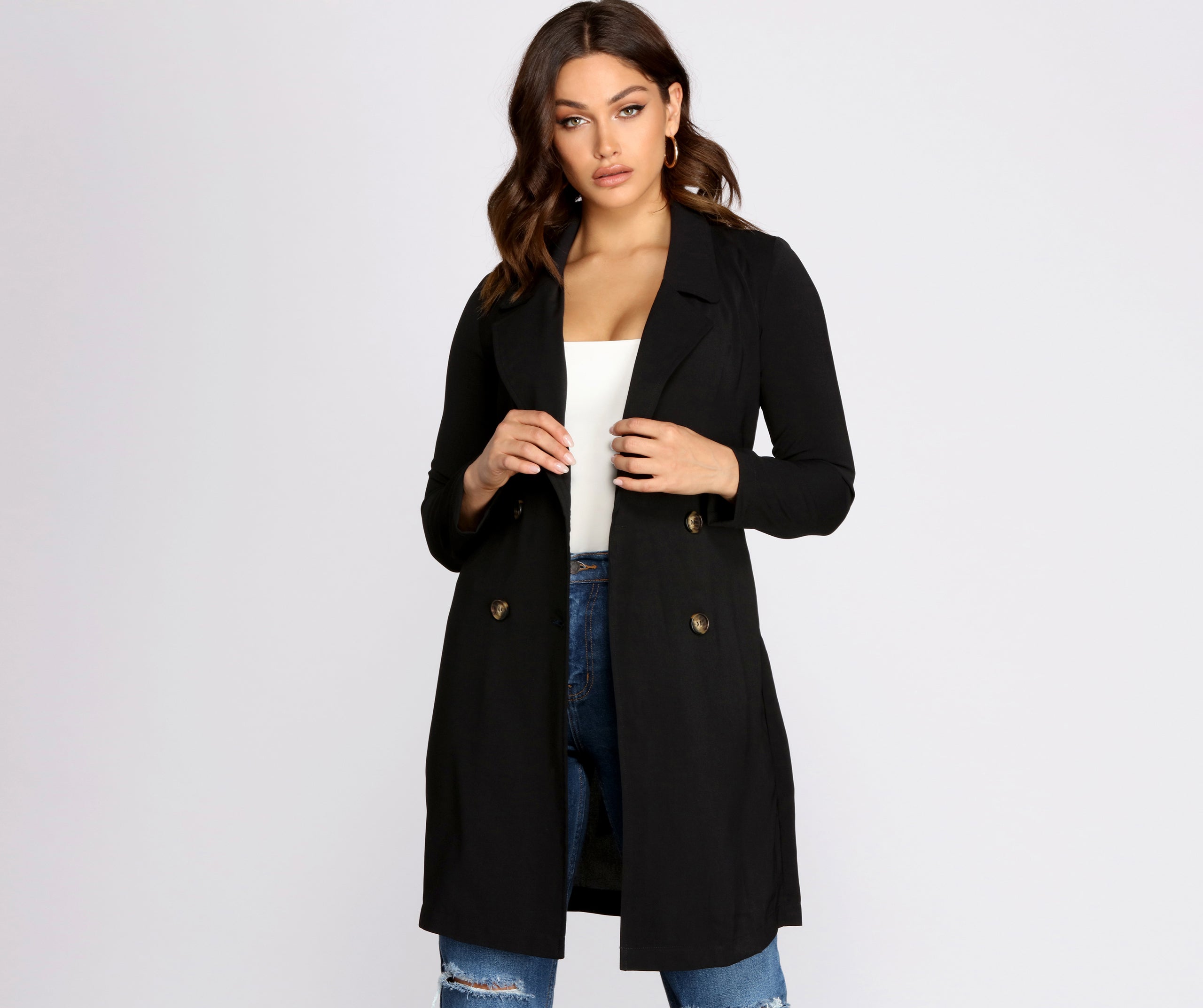 Cosmopolitan Chic Belted Trench Coat - Image 5