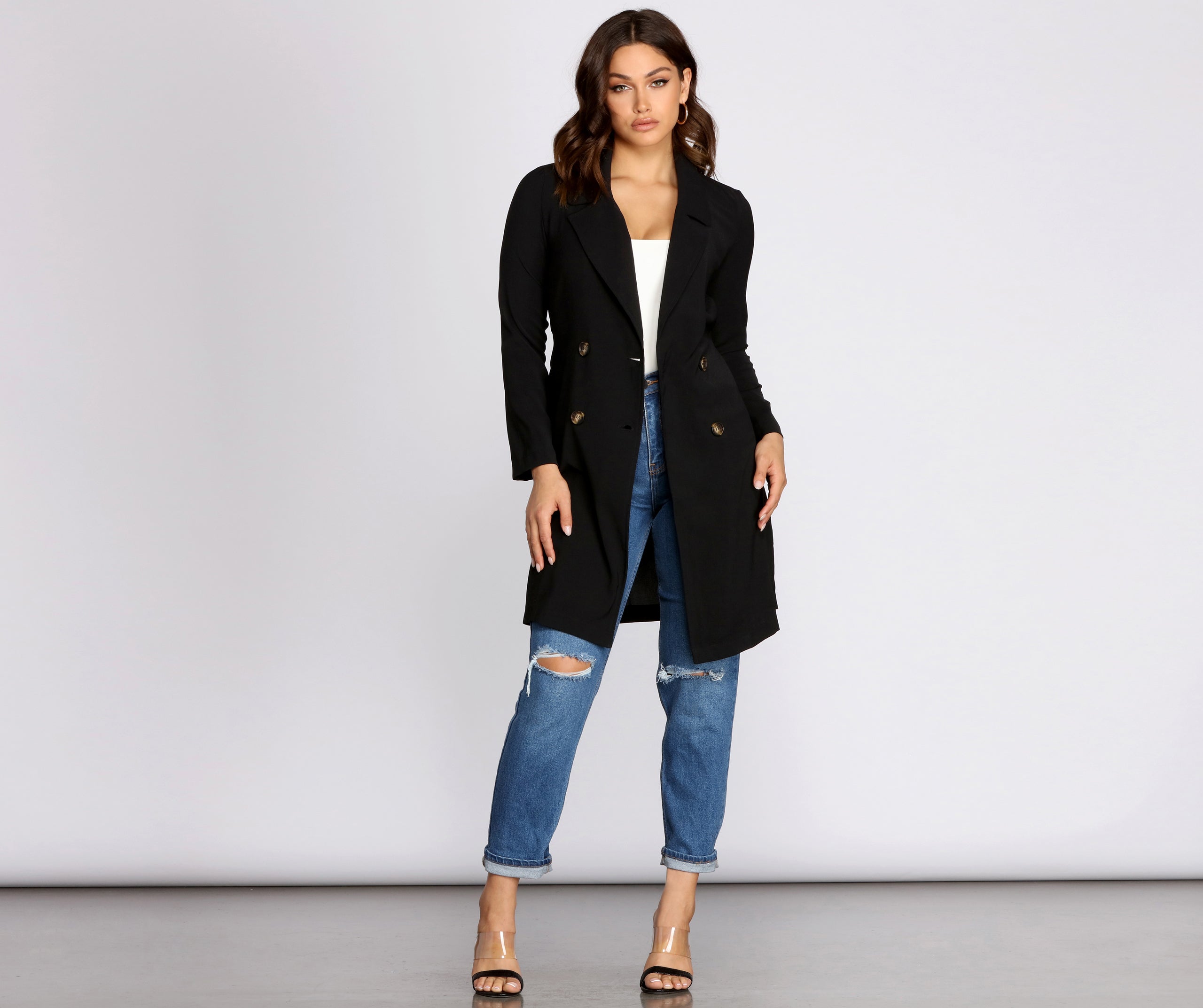 Cosmopolitan Chic Belted Trench Coat - Image 7