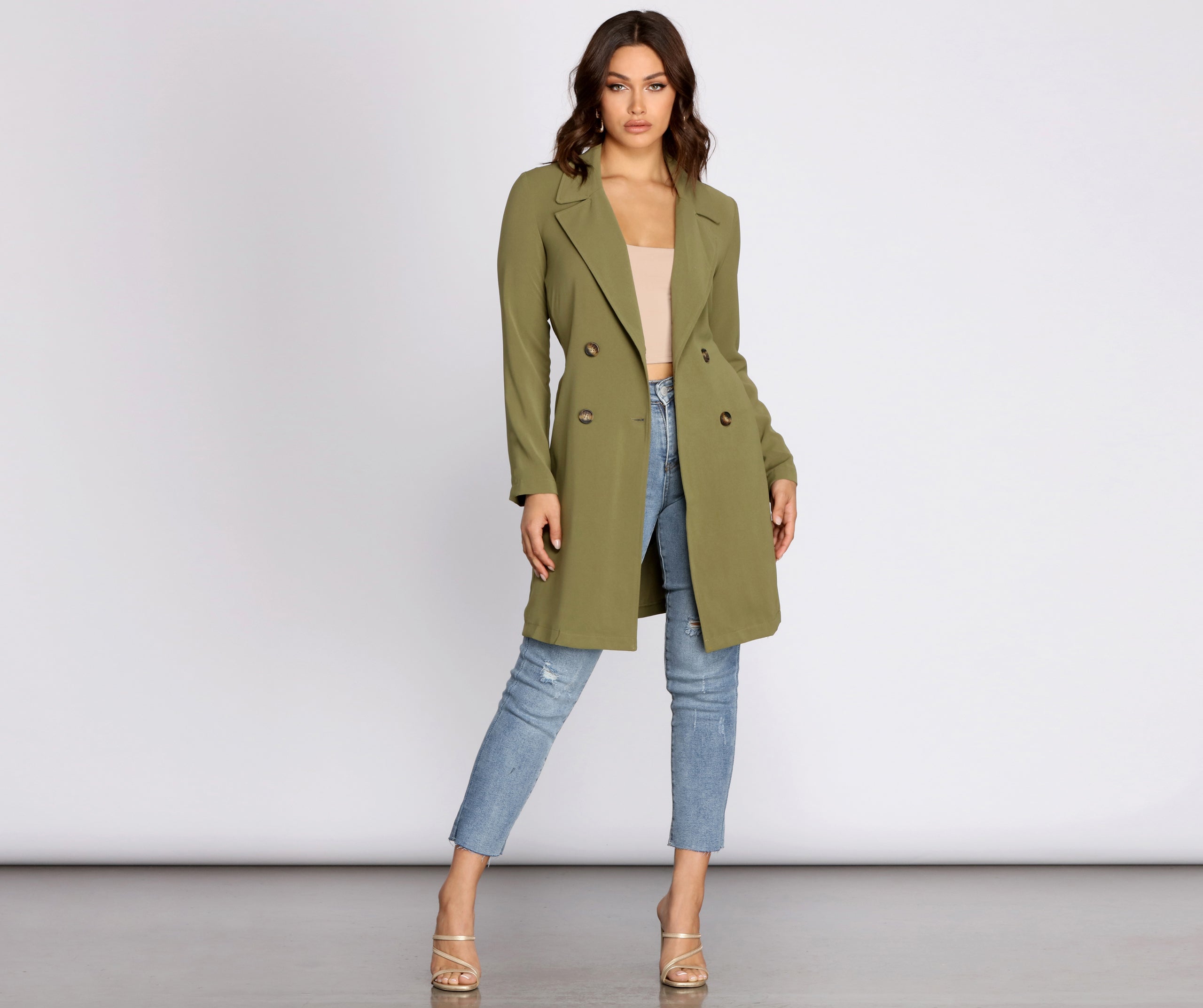 Cosmopolitan Chic Belted Trench Coat - Image 3