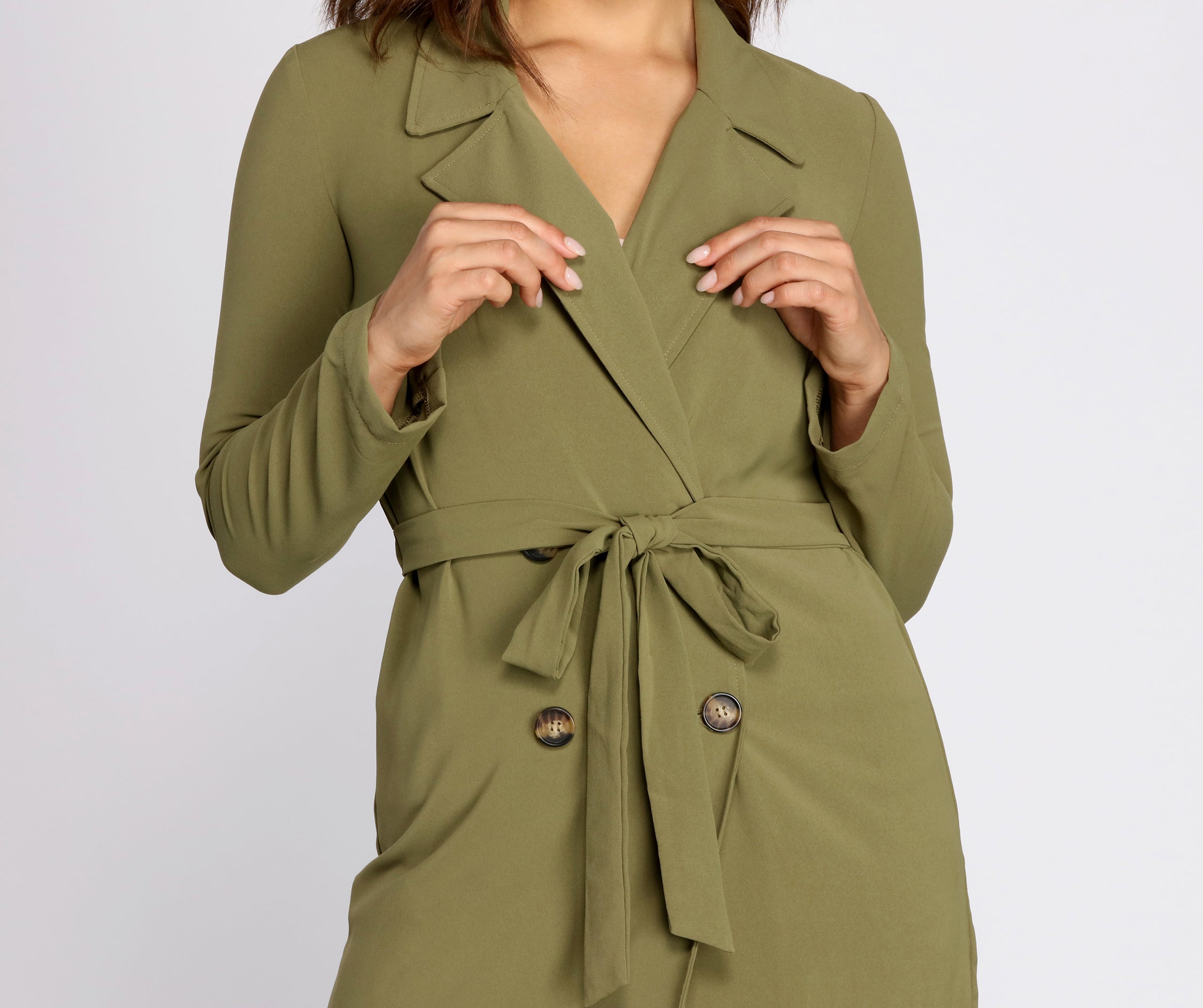 Cosmopolitan Chic Belted Trench Coat - Image 4