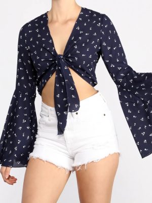 Sweet Floral Bell Sleeve Top
