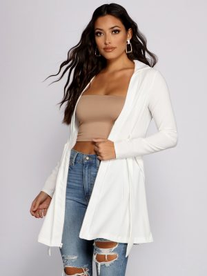 Chic Girl Tie Front Belted Trench