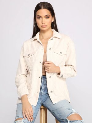 Trendy Corduroy Button-Up Shacket