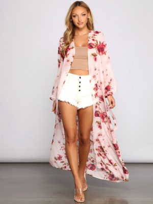 Embraced In Beauty Chiffon Floral Duster