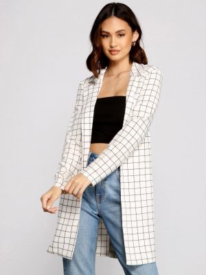 Classic Window Pane Trench Coat