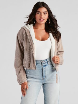 Corduroy Cutie Cropped Sherpa Jacket