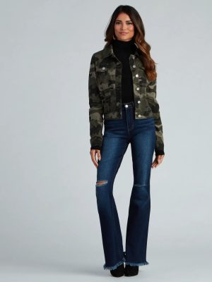 Cutie In Camo Button-Down Twill Jacket