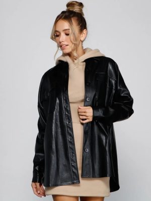 Essential Faux Leather Long Shacket