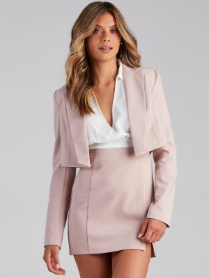 Take Charge Cropped Woven Blazer