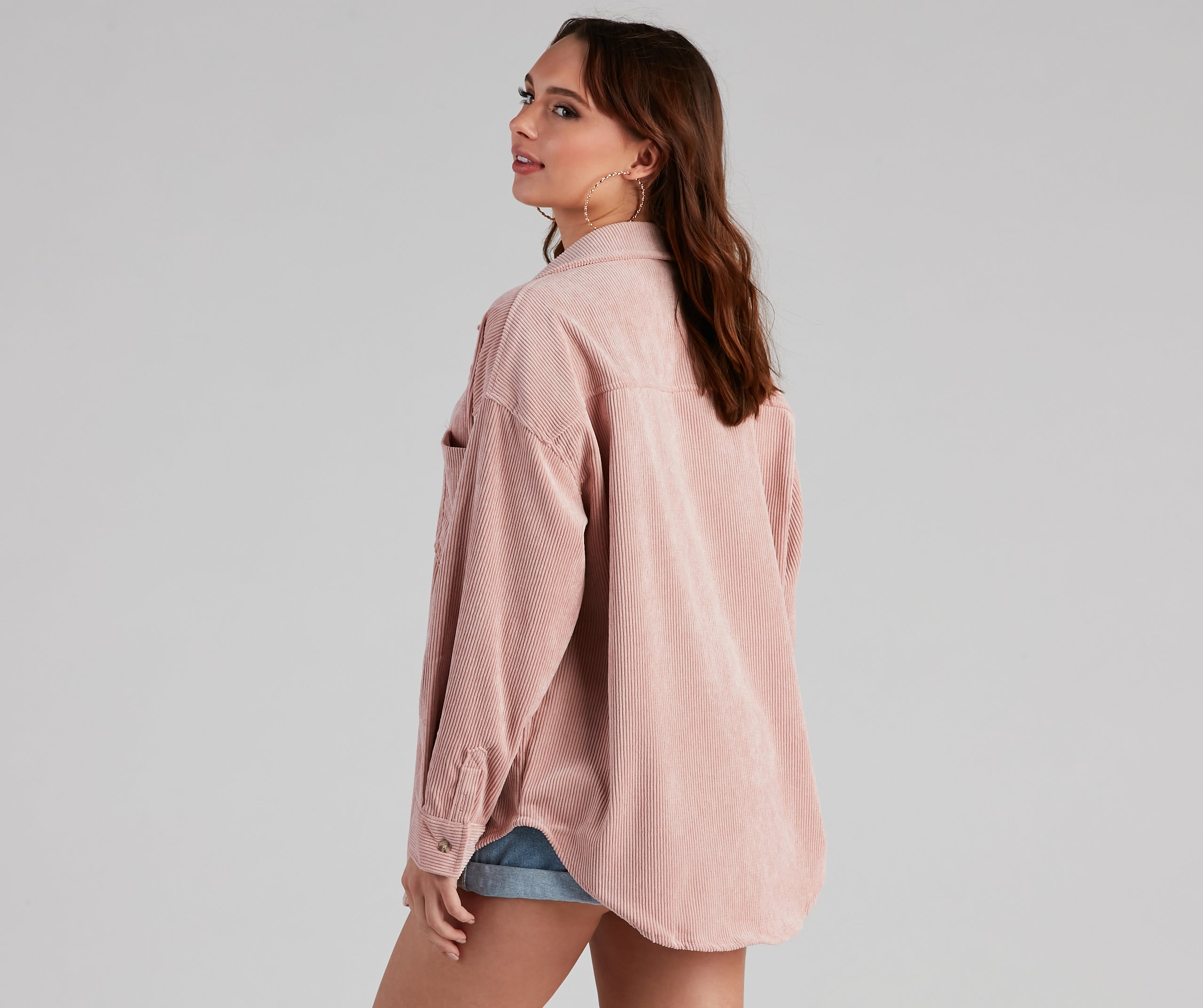 Trendy Oversized Corduroy Shacket - Image 2
