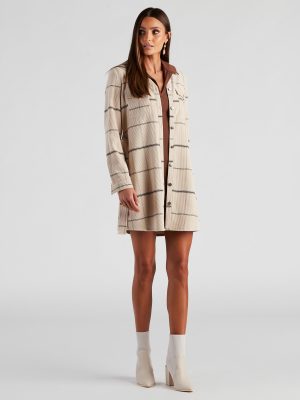 Big Apple Corduroy Plaid Trench Coat