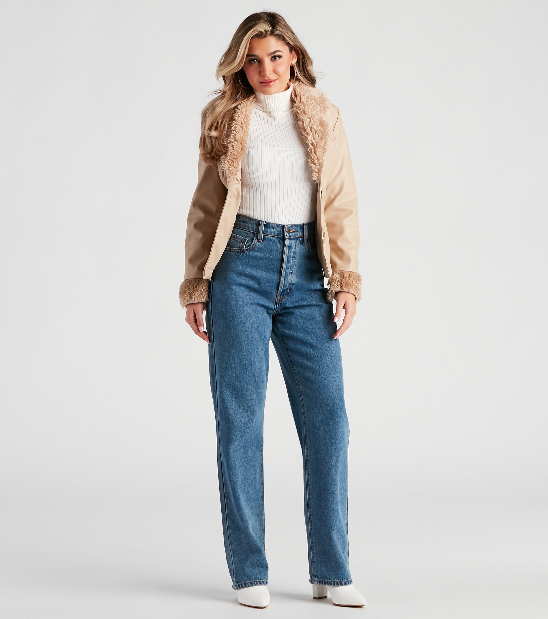 Utterly Fab Faux Fur Leather Blazer - Image 3