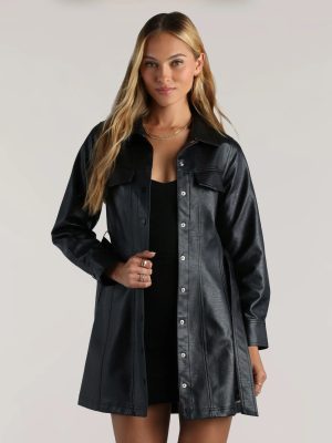 Elevated Affair Faux Leather Trench Coat