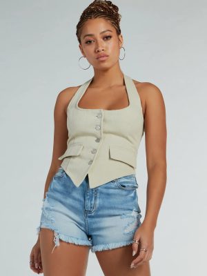 Best In Style Halter Button Up Vest