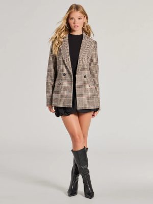 Classic Mood Glen Plaid Woven Oversized Blazer
