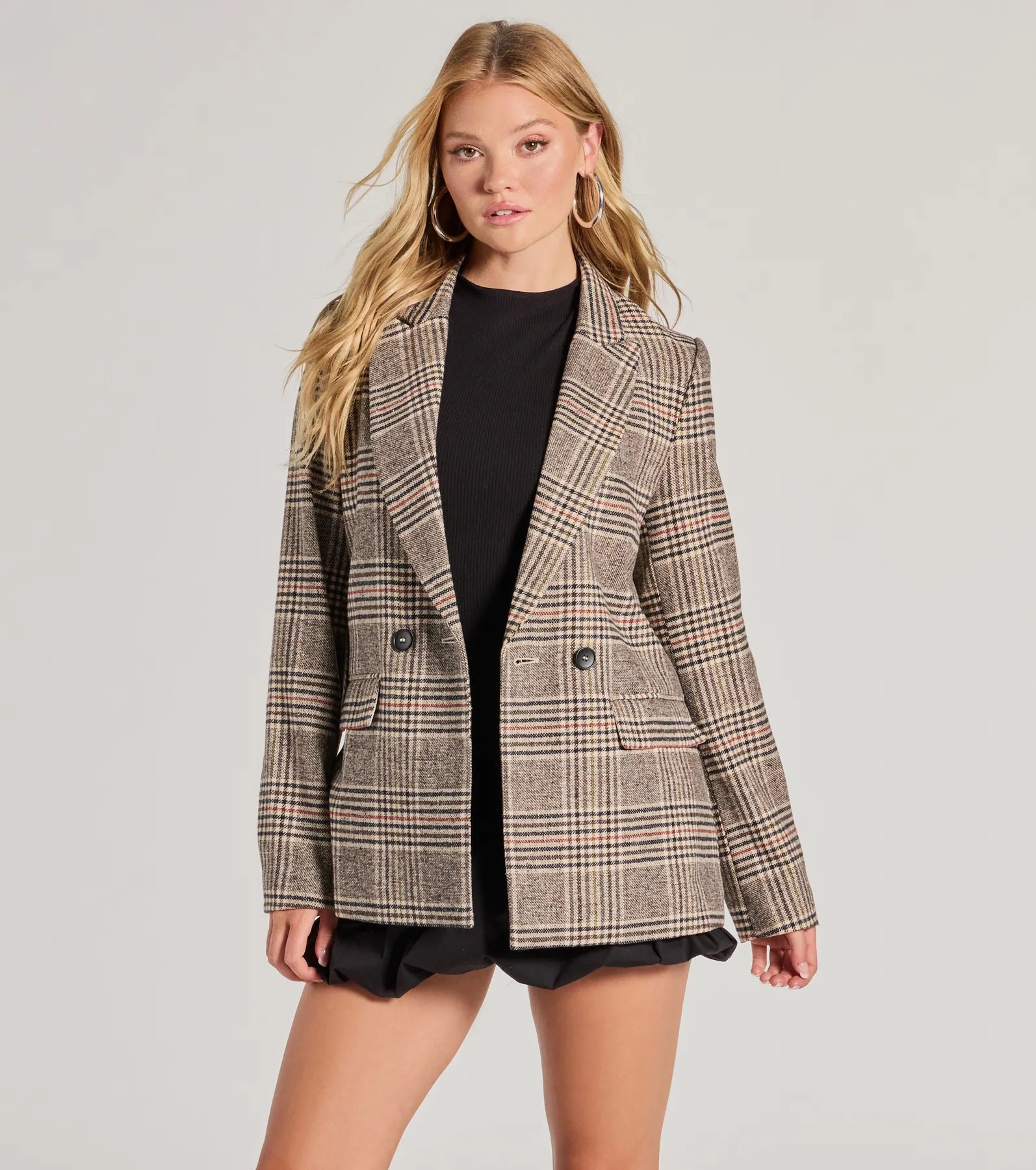 Classic Mood Glen Plaid Woven Oversized Blazer - Image 3