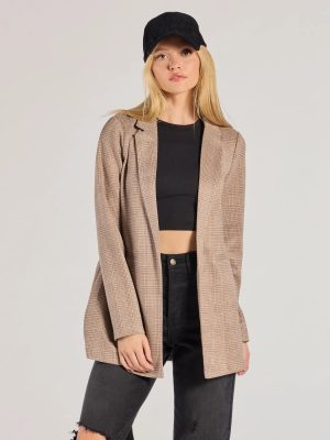 Chic Choice Plaid Faux Suede Blazer