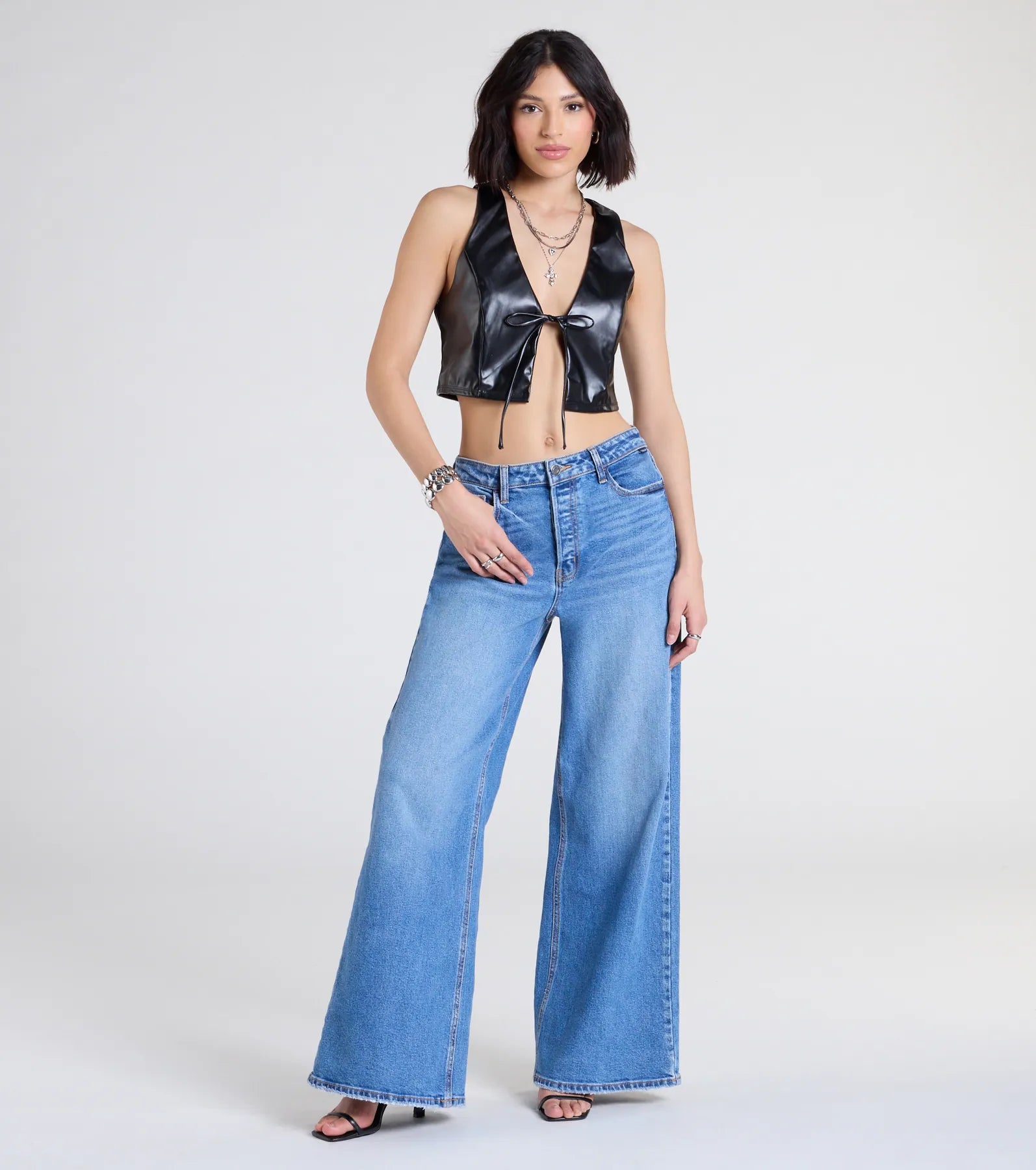 Here To Slay Faux Leather Cropped Vest - Image 4