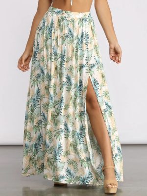 Tropical Babe High Slit Maxi Skirt