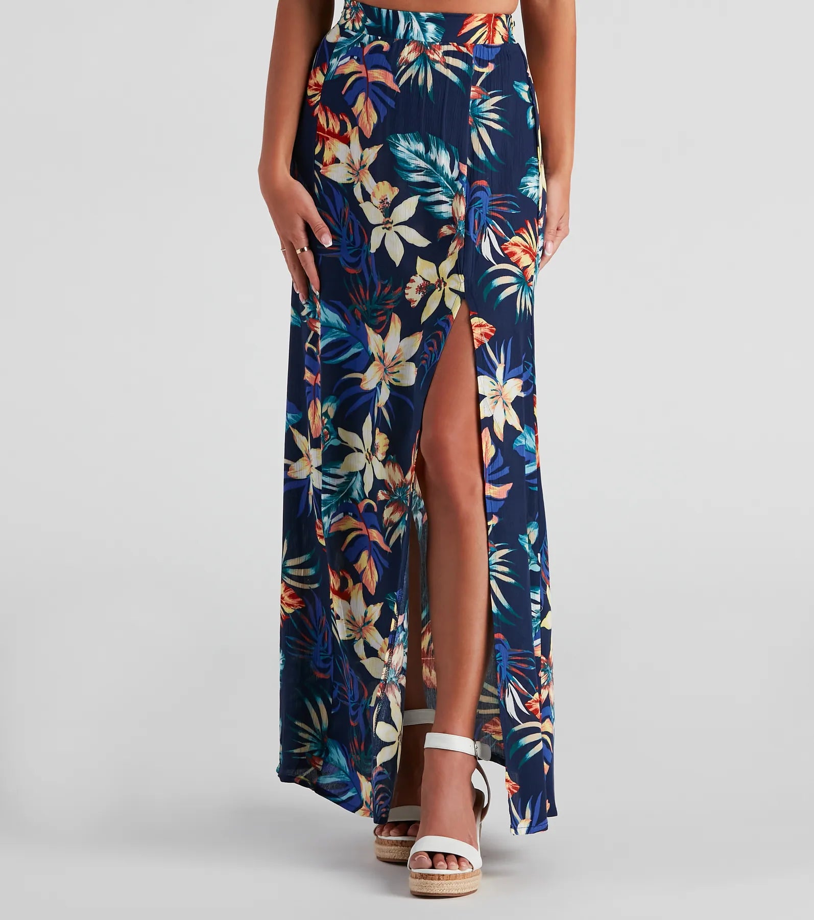 Cancun Vacay Tropical Slit Maxi Skirt - Image 2
