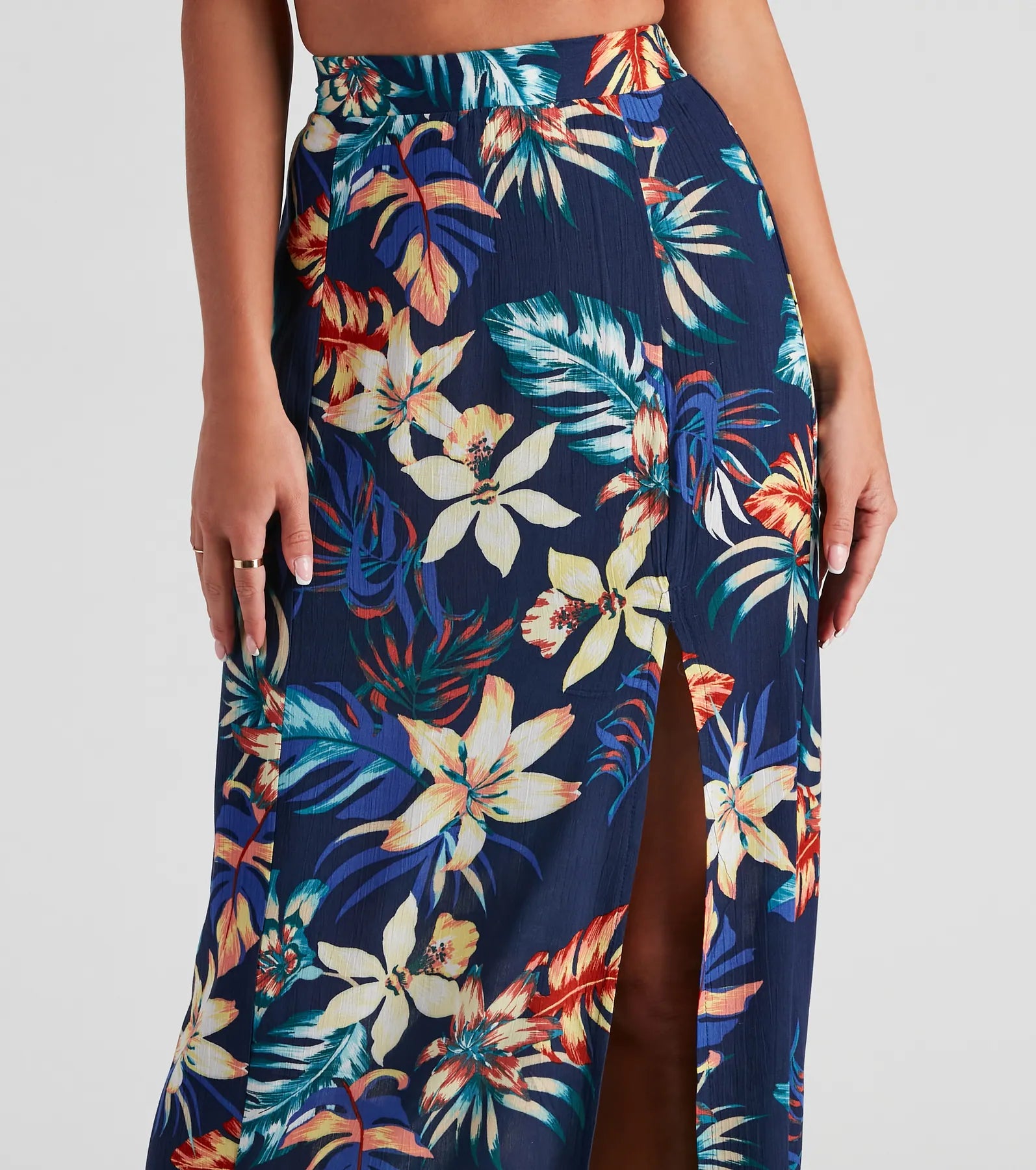 Cancun Vacay Tropical Slit Maxi Skirt - Image 4