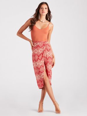 Boho Summer Style Wrap Midi Skirt