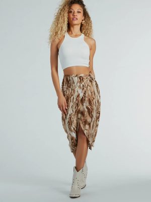 Drawn To You Marble Print Woven Midi Skirt
