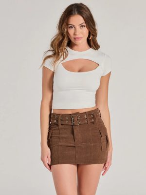 Cutest Season High-Rise Cargo Corduroy Mini Skirt