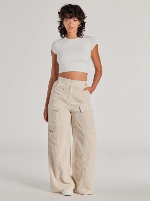 Essential High-Rise Corduroy Wide-Leg Cargo Pants