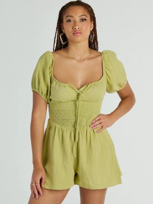 First Day Of Spring Puff Sleeve Smocked Romper