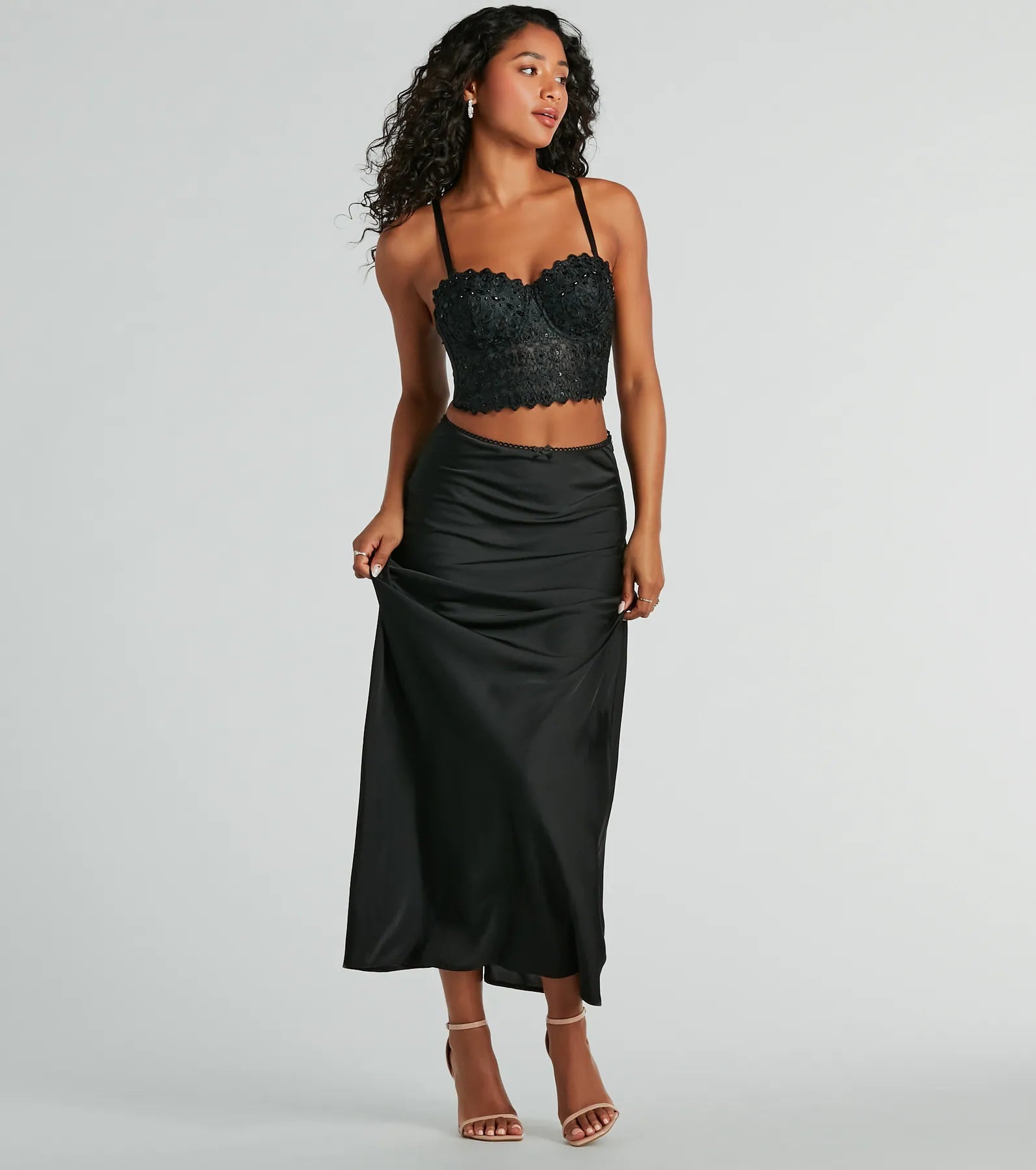 Beyond Classy High-Rise Bow Satin Maxi Skirt - Image 2
