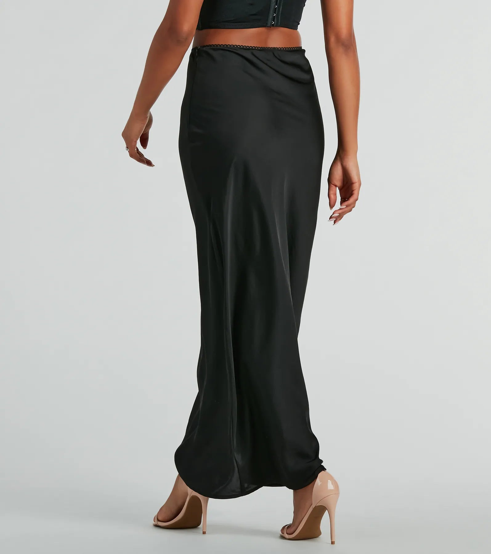 Beyond Classy High-Rise Bow Satin Maxi Skirt - Image 3