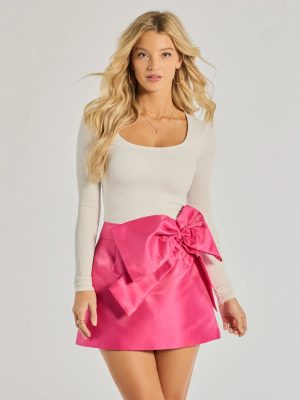 Adorable Muse Bow Detail Mini Skirt
