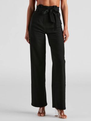 So Poised Paper Bag Wide Leg Pants