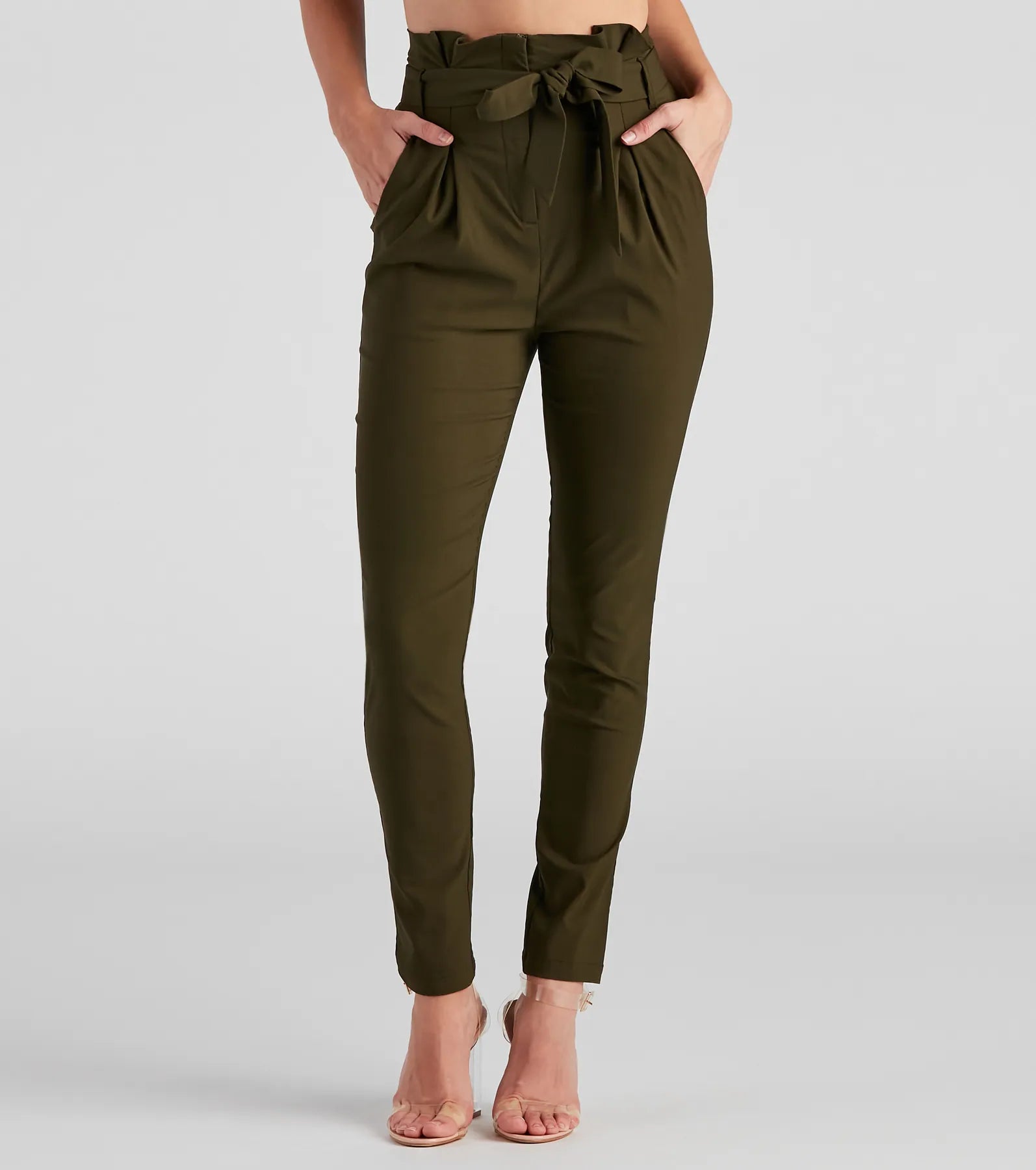 High Waist Paperbag Skinny Dress Pants - Image 2