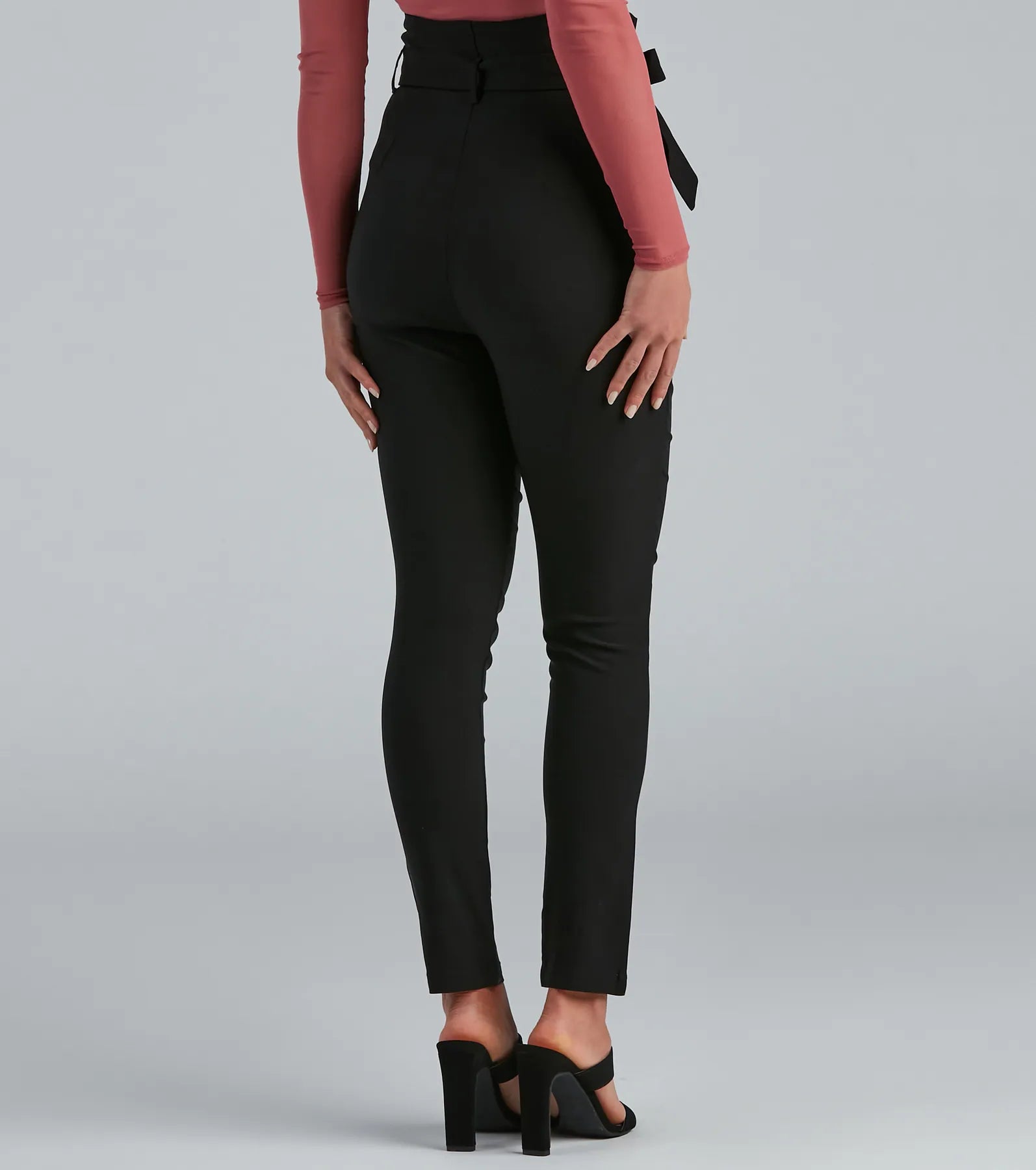 High Waist Paperbag Skinny Dress Pants - Image 11