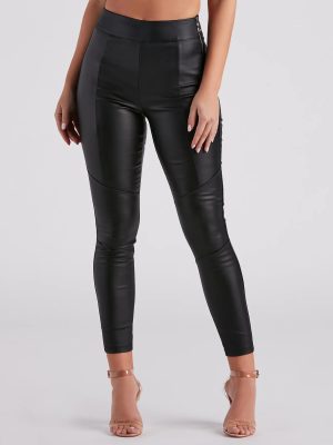 Livin' On The Edge Coated Faux Leather Leggings