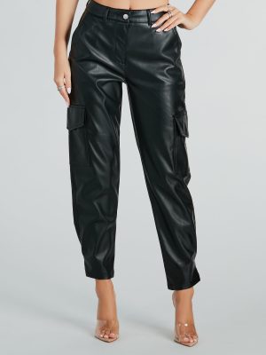 Hide And Sleek Faux Leather Cargo Joggers