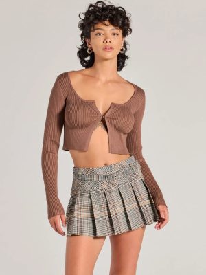 Preppy In Plaid Belted And Pleated Skort