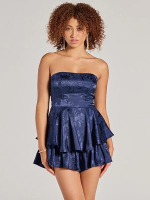 Irresistible Darling Strapless Tie Waist Satin Romper